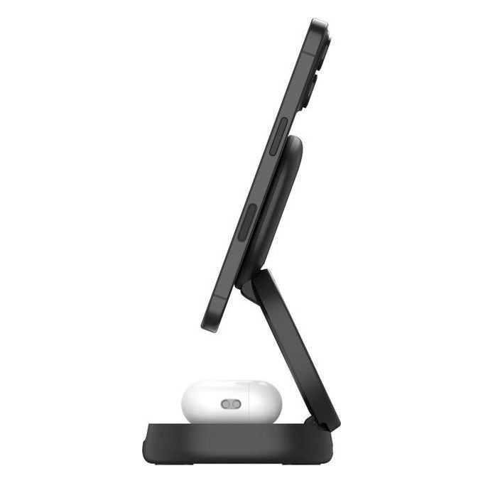 Belkin WIZ035KQBK Stazione di Ricarica 2 in 1 Wireless Qi2 con Ricarica Rapida 15 W Cavo 1,5 m Adattatore Incluso colore Nero
