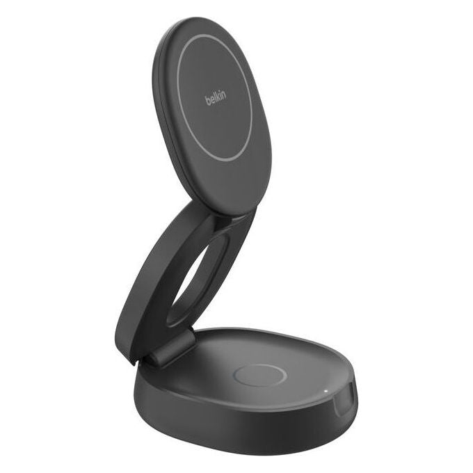 Belkin WIZ035KQBK Stazione di Ricarica 2 in 1 Wireless Qi2 con Ricarica Rapida 15 W Cavo 1,5 m Adattatore Incluso colore Nero