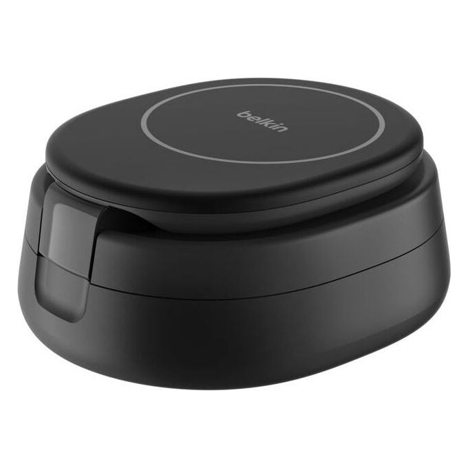 Belkin WIZ035KQBK Stazione di Ricarica 2 in 1 Wireless Qi2 con Ricarica Rapida 15 W Cavo 1,5 m Adattatore Incluso colore Nero