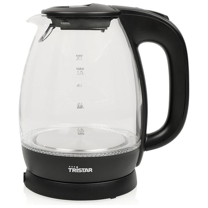 Tristar WK-3405 Bollitore Elettrico in Vetro 1,7 L 2200 W Base 360° Protezione Surriscaldamento colore Nero Trasparente