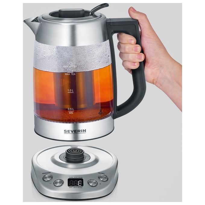 Severin WK3480 Bollitore Elettrico Senza Fili 1 7 L 3000 W con Funzione Easy Tea Select e Mantieni Caldo colore Bianco