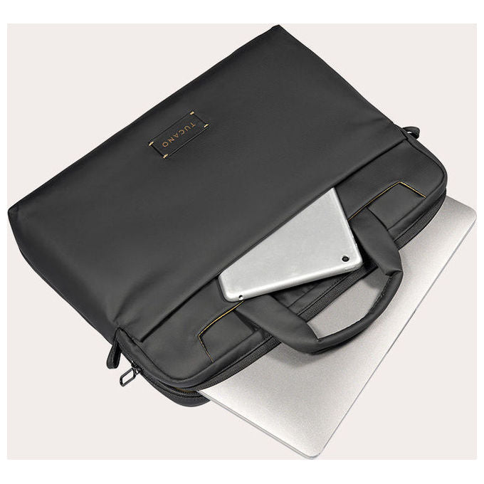 Tucano borsa laptop 14 pollici, Work Out 5 Slim, materiale riciclato, tracolla staccabile, nero