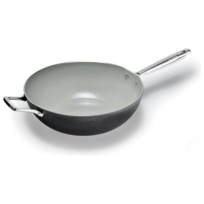 Alluflon Moneta Wok Armonia Finegres 32cm con Doppio Manico Nero