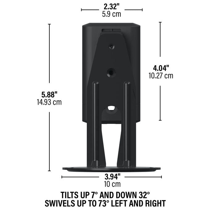 SANUS WSWME11-B2 Supporto da Parete per Sonos Era 100 Inclinazione Regolabile Angolo di Rotazione 73° Inclinazione Fino a 32° colore Nero