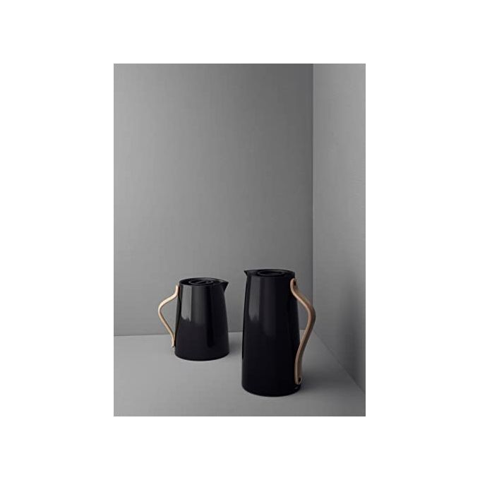 Stelton X-200-2 Caraffa Termica Sottovuoto per Caffe' 1,2 L Acciaio Inossidabile Manico in Faggio colore Nero