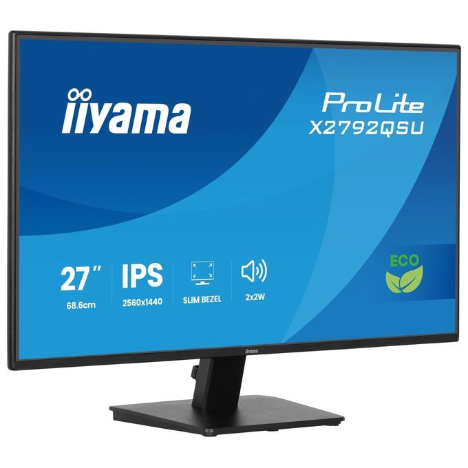 Iiyama ProLite X2792QSU-B1 monitor 27 pollici, QHD 2560x1440, IPS, 120 Hz, 3 ms, AMD FreeSync, hub USB, altoparlanti, nero