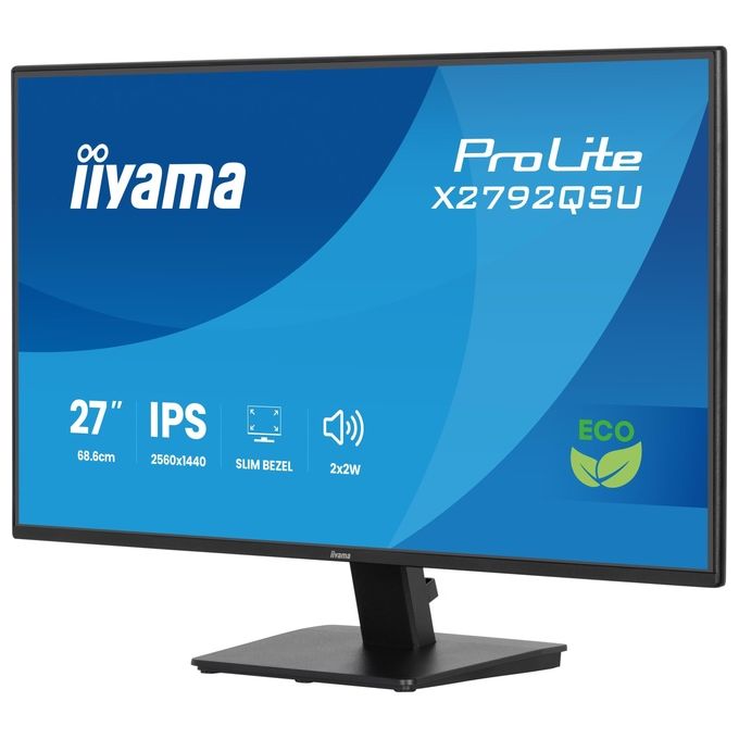 Iiyama ProLite X2792QSU-B1 monitor 27 pollici, QHD 2560x1440, IPS, 120 Hz, 3 ms, AMD FreeSync, hub USB, altoparlanti, nero