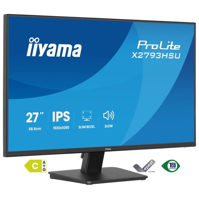 Iiyama ProLite X2793HSU-B1 monitor 27 pollici, Full HD IPS, 120 Hz, 1 ms, AMD FreeSync, hub USB, HDMI, DisplayPort, nero