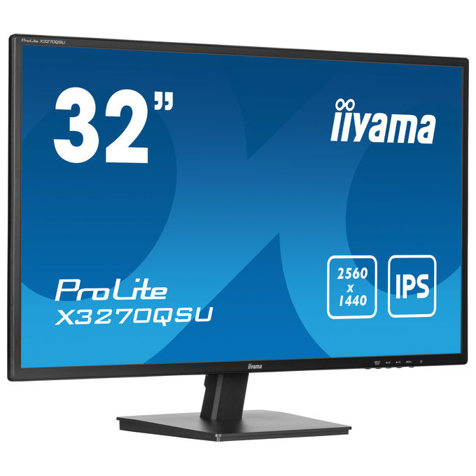 Iiyama ProLite X3270QSU-B1 monitor 31.5 pollici, IPS, QHD 2560x1440, 100Hz, Adaptive Sync, hub USB, altoparlanti integrati, nero