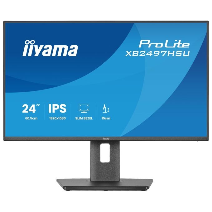 Iiyama ProLite XB2497HSU-B1 monitor 23,8 pollici, Full HD 1920x1080, IPS LED, 120 Hz, Flicker-Free, hub USB, HDMI, DisplayPort