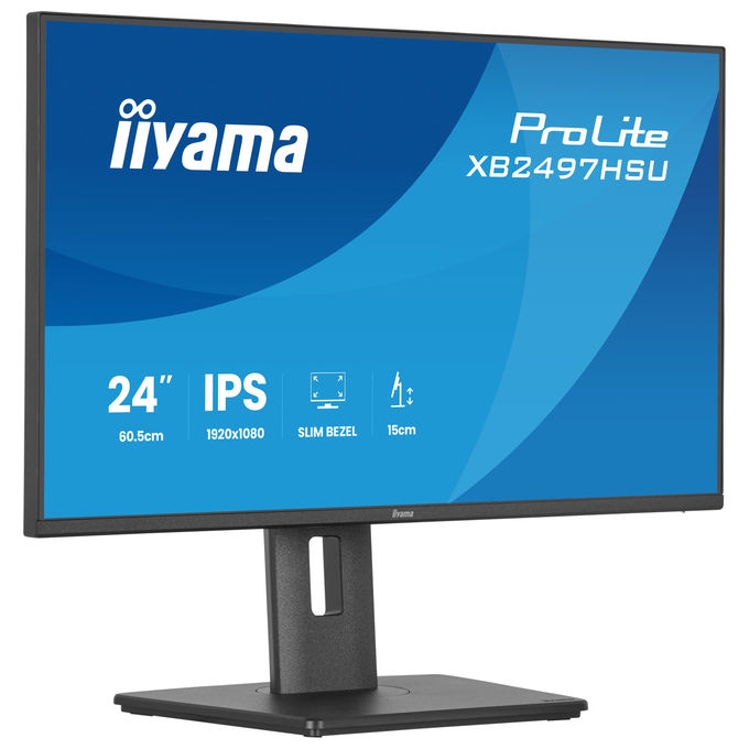 Iiyama ProLite XB2497HSU-B1 monitor 23,8 pollici, Full HD 1920x1080, IPS LED, 120 Hz, Flicker-Free, hub USB, HDMI, DisplayPort