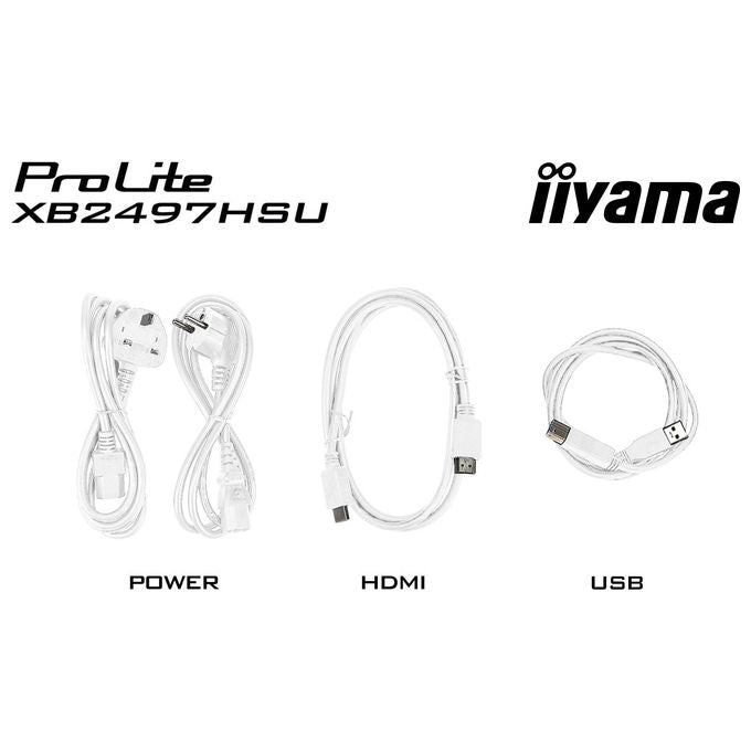 Iiyama ProLite XB2497HSU-W1 monitor 23,8 pollici, IPS Full HD 120Hz, regolazione altezza, hub USB 3.2, flicker free, bianco
