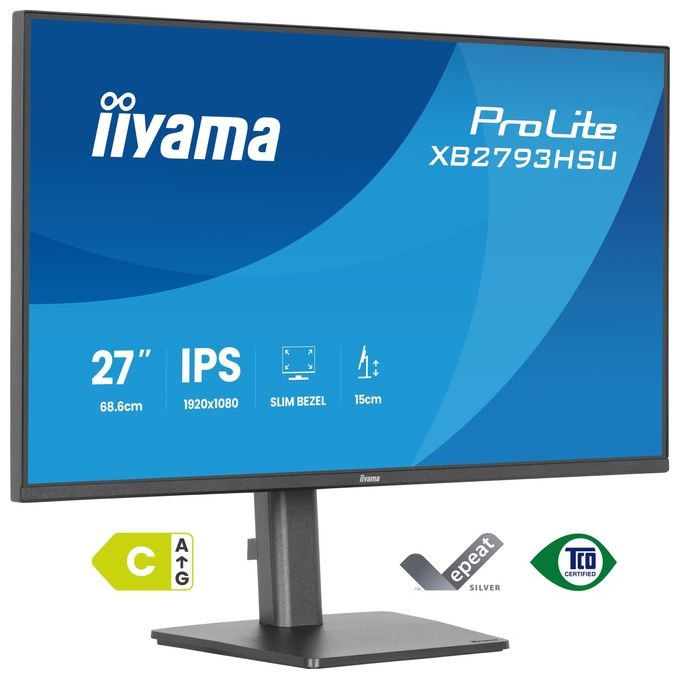 Iiyama ProLite XB2793HSU-B1, monitor 27 pollici Full HD IPS, 120Hz, 1ms, hub USB, HDMI, DisplayPort, regolabile in altezza