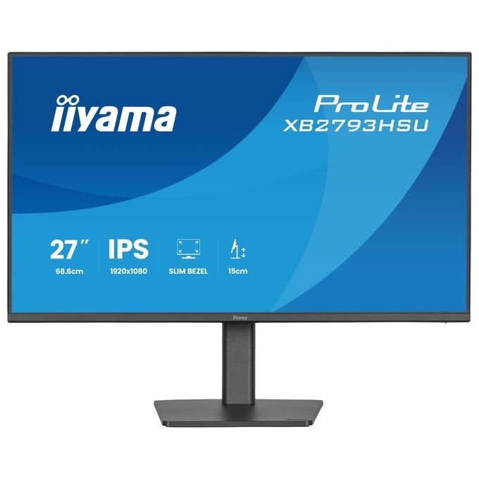 Iiyama ProLite XB2793HSU-B1, monitor 27 pollici Full HD IPS, 120Hz, 1ms, hub USB, HDMI, DisplayPort, regolabile in altezza