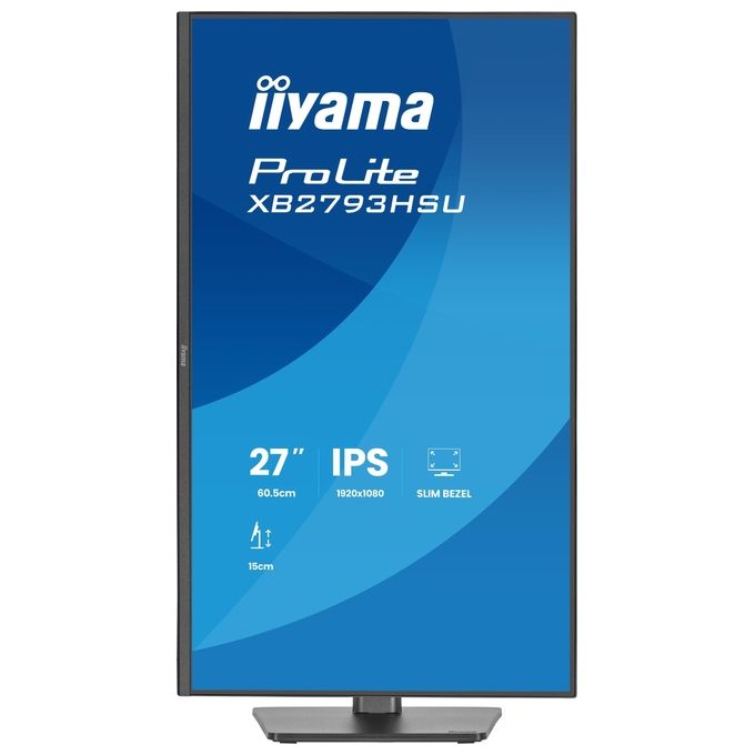 Iiyama ProLite XB2793HSU-B1, monitor 27 pollici Full HD IPS, 120Hz, 1ms, hub USB, HDMI, DisplayPort, regolabile in altezza