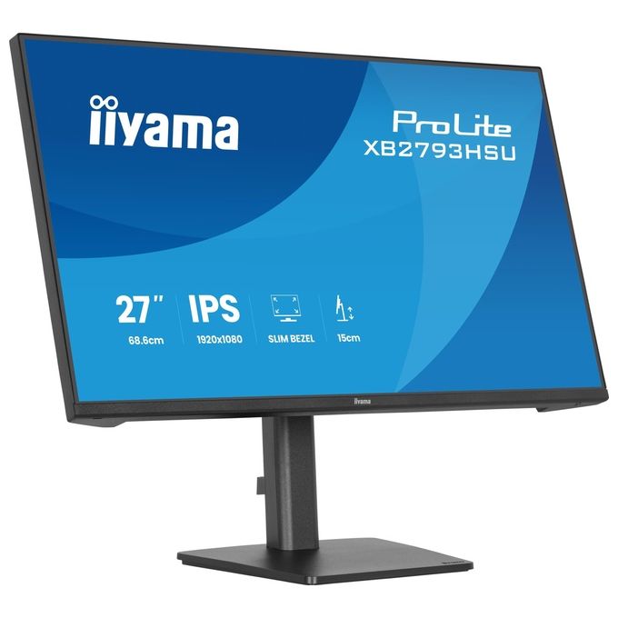 Iiyama ProLite XB2793HSU-B1, monitor 27 pollici Full HD IPS, 120Hz, 1ms, hub USB, HDMI, DisplayPort, regolabile in altezza
