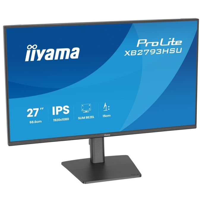 Iiyama ProLite XB2793HSU-B1, monitor 27 pollici Full HD IPS, 120Hz, 1ms, hub USB, HDMI, DisplayPort, regolabile in altezza