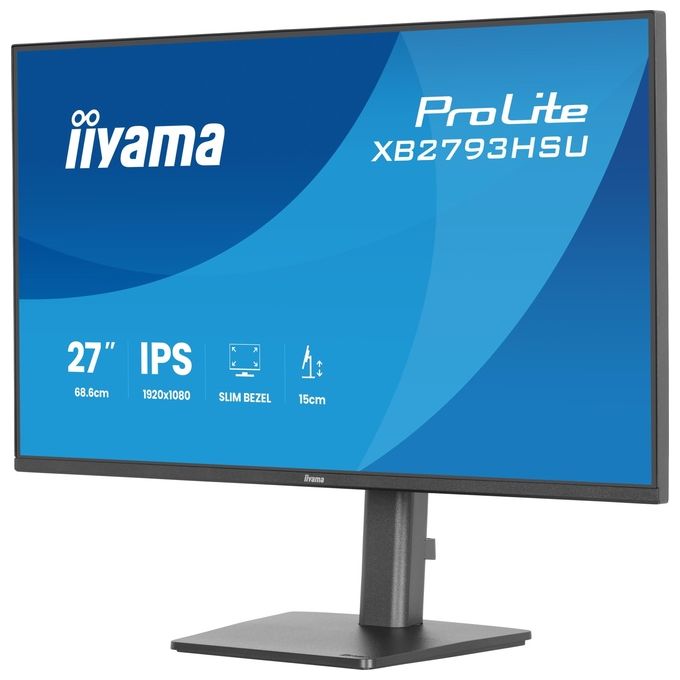 Iiyama ProLite XB2793HSU-B1, monitor 27 pollici Full HD IPS, 120Hz, 1ms, hub USB, HDMI, DisplayPort, regolabile in altezza