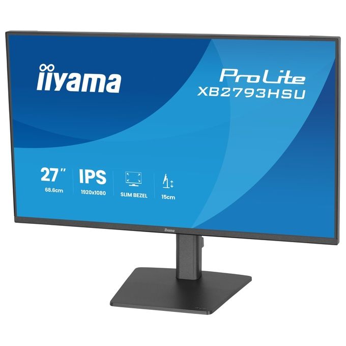 Iiyama ProLite XB2793HSU-B1, monitor 27 pollici Full HD IPS, 120Hz, 1ms, hub USB, HDMI, DisplayPort, regolabile in altezza