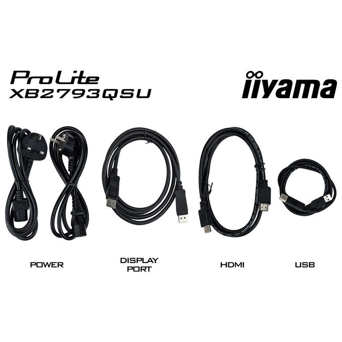 Iiyama ProLite XB2793QSU-B1 monitor 27 pollici, Quad HD 2560x1440, IPS, 75 Hz, AMD FreeSync, Flicker-Free, hub USB, Nero