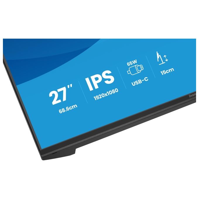 Iiyama ProLite XB2797HSN-B1 monitor 27 pollici, IPS Full HD, docking USB-C 65W, 100Hz, RJ45, hub USB, regolabile in altezza