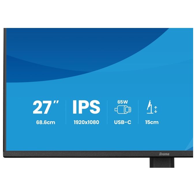 Iiyama ProLite XB2797HSN-B1 monitor 27 pollici, IPS Full HD, docking USB-C 65W, 100Hz, RJ45, hub USB, regolabile in altezza