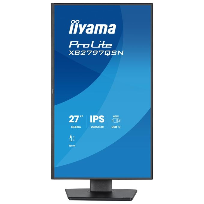 Iiyama ProLite XB2797HSN-B1 monitor 27 pollici, IPS Full HD, docking USB-C 65W, 100Hz, RJ45, hub USB, regolabile in altezza