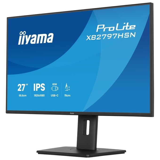 Iiyama ProLite XB2797HSN-B1 monitor 27 pollici, IPS Full HD, docking USB-C 65W, 100Hz, RJ45, hub USB, regolabile in altezza