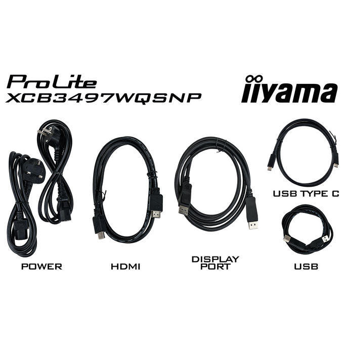 Iiyama monitor curvo 34 pollici, ProLite XCB3497WQSNP-B1, UWQHD 3440x1440, 120Hz, VA, KVM switch, USB-C dock PD 95W, LAN, HAS 150mm