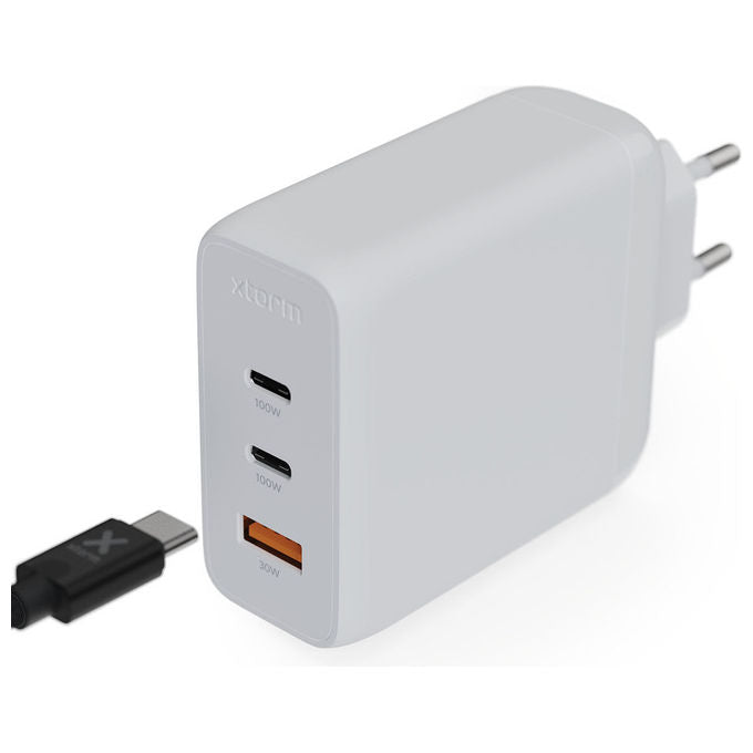 Xtorm XEC100 GaN2 Ultra Caricabatterie da Muro 100W 3 Porte 2x USB-C PD USB-A Quick Charge 3.0 colore Bianco