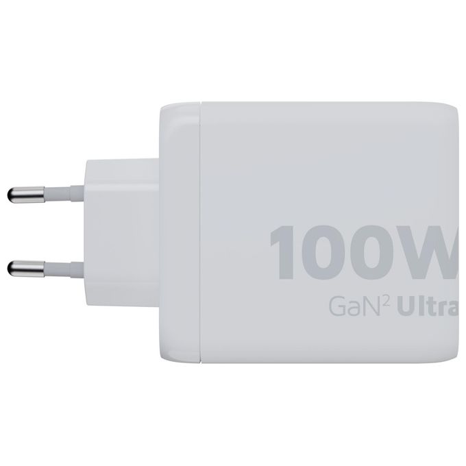 Xtorm XEC100 GaN2 Ultra Caricabatterie da Muro 100W 3 Porte 2x USB-C PD USB-A Quick Charge 3.0 colore Bianco