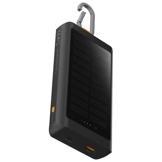 Xtorm XG2S101 Go2 Power Bank Solare 10000mAh 15W FastCharge USB-C USB-A con Torcia e Moschettone colore Nero