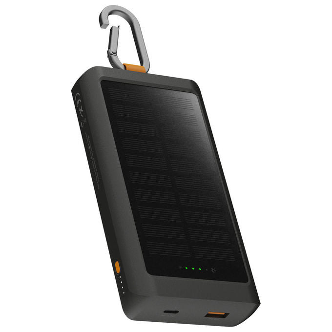 Xtorm XG2S101 Go2 Power Bank Solare 10000mAh 15W FastCharge USB-C USB-A con Torcia e Moschettone colore Nero