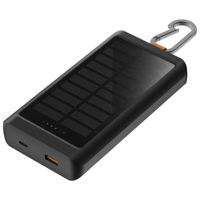 Xtorm XG2S101 Go2 Power Bank Solare 10000mAh 15W FastCharge USB-C USB-A con Torcia e Moschettone colore Nero