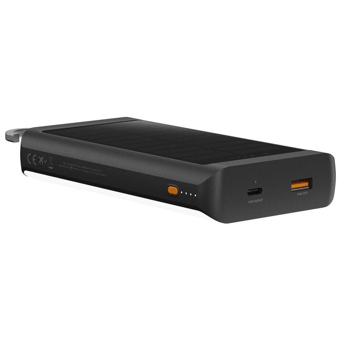 Xtorm XG2S101 Go2 Power Bank Solare 10000mAh 15W FastCharge USB-C USB-A con Torcia e Moschettone colore Nero
