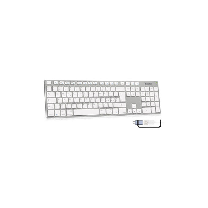 Hamlet, Tastiera Multimediale USB per Mac, Adattatore USB-C-USB-A, Layout Italiano, Alluminio