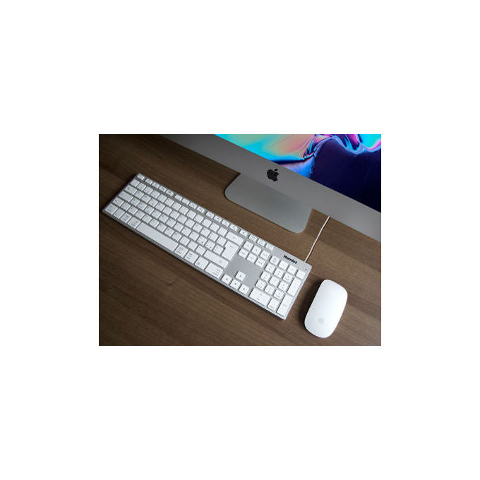 Hamlet, Tastiera Multimediale USB per Mac, Adattatore USB-C-USB-A, Layout Italiano, Alluminio
