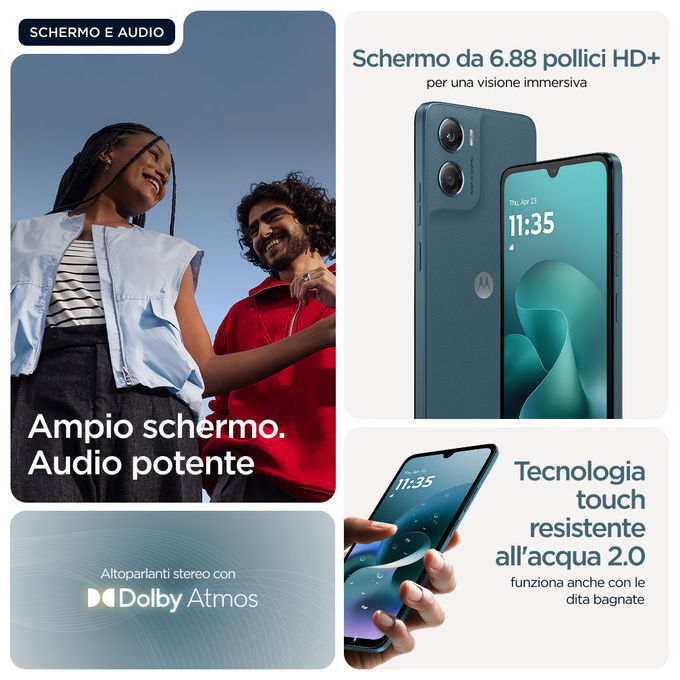Motorola XT2535-13 Moto G06 Power Smartphone 4GB RAM 64GB Dual SIM Batteria 7000 mAh Schermo 6,88'' 120 Hz colore Blu