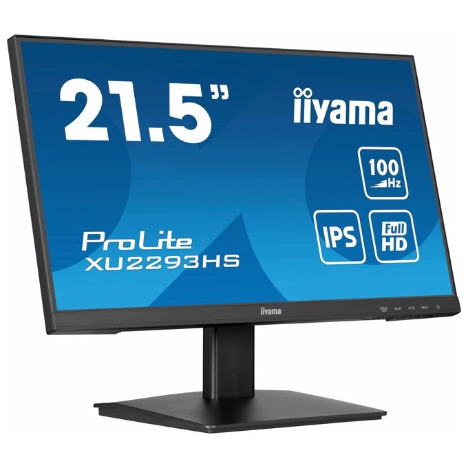 Iiyama ProLite XU2293HS-B6 monitor pc 21,5 pollici, Full HD IPS, 100Hz, 1ms, borderless, HDMI, DisplayPort, nero