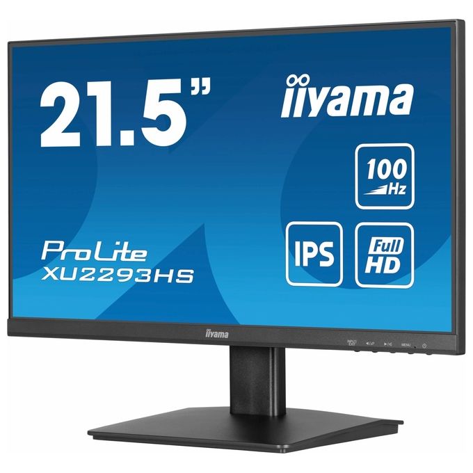 Iiyama ProLite XU2293HS-B6 monitor pc 21,5 pollici, Full HD IPS, 100Hz, 1ms, borderless, HDMI, DisplayPort, nero