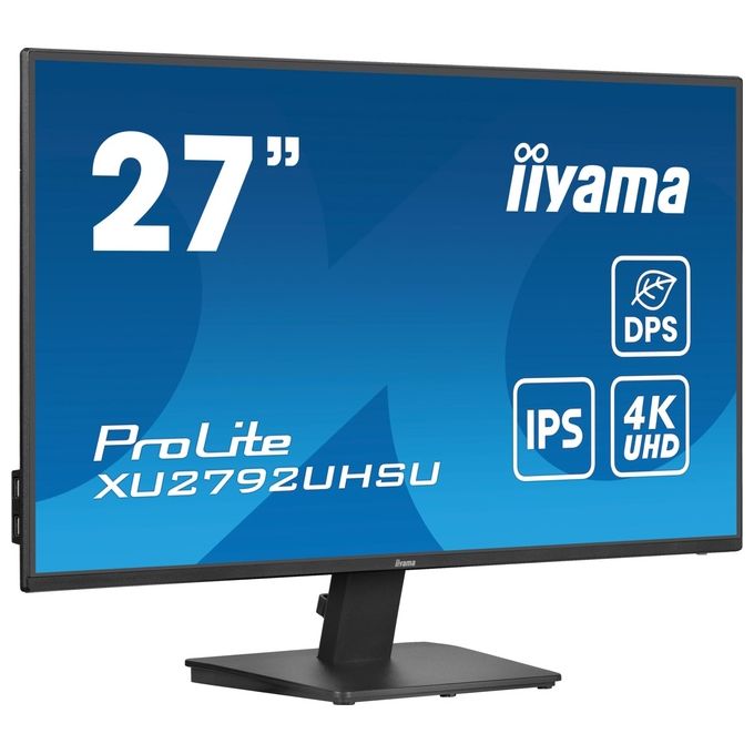 Iiyama ProLite XU2792UHSU-B6 monitor 27 pollici, 4K UHD IPS, 3840x2160, 350 cd-m², hub USB, DisplayPort, HDMI, nero