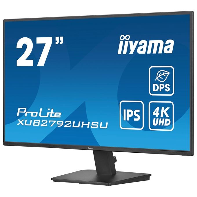 Iiyama ProLite XU2792UHSU-B6 monitor 27 pollici, 4K UHD IPS, 3840x2160, 350 cd-m², hub USB, DisplayPort, HDMI, nero