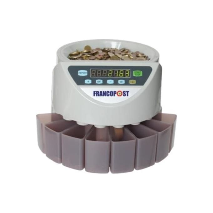 Francopost YBJ400 Eurocounter Contamonete Euro 8 cassetti divisione monete 250 Pz-min colore Grigio