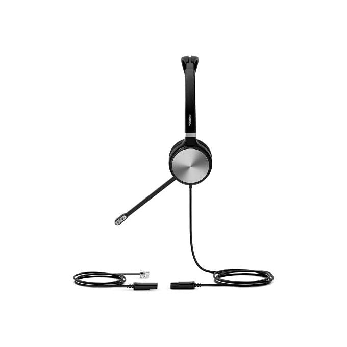 Yealink YHS36DUAL Auricolare Cablato A Padiglione Ufficio con Cancellazione del Rumore e Connessione QD a RJ9 colore Nero Argento