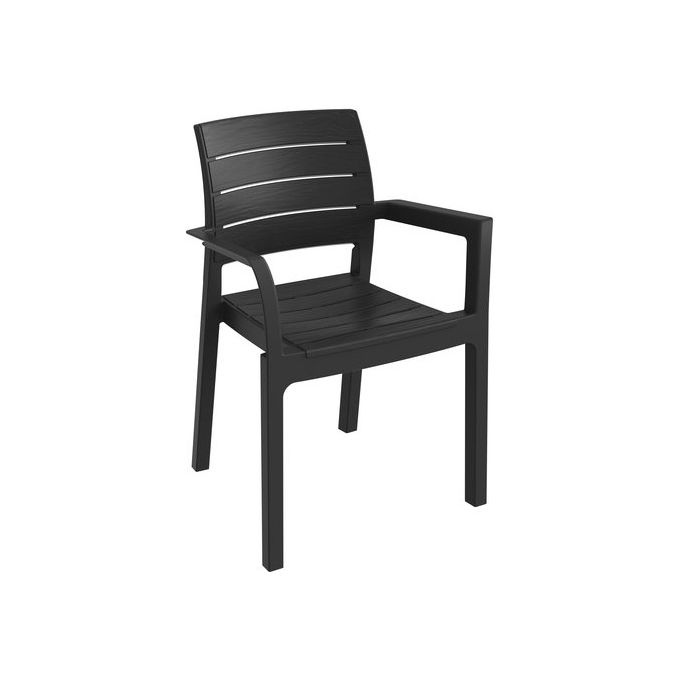 Toomax Z0969SAA04100 Recanati Sedia da Esterno con Braccioli Plastica Riciclata Effetto Rattan Impilabile 110 Kg colore Antracite