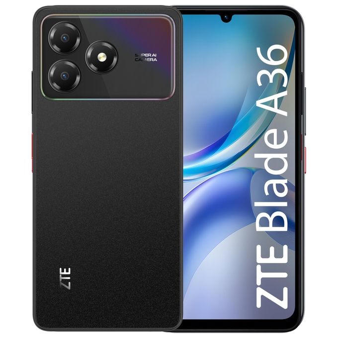 ZTE Blade A36 smartphone 4G, 4+128 GB, display 6.75'' HD+ 90Hz, batteria 5000mAh, Android 15, nero